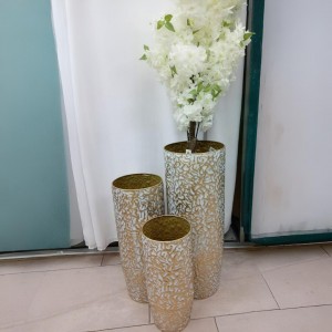 طقم قوار ورد معدن اسود مذهب من الداخل 3 قطع 90 + 73 + 54 سم